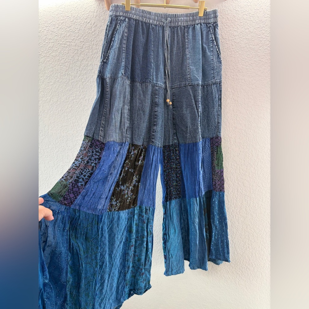 Young Threads Bohemian Patchwork Palazzo Wide-Leg… - image 2